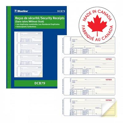 Forms-Ncr, Security Receipt 10-7/8X8 200 Duplicate 4-Up - DCB79