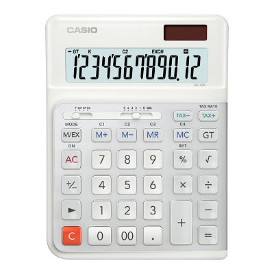 Calculator-Desktop, Casio Solar/Battery 12 Digit White - DE-12E-WE