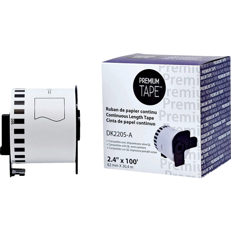 Labels-Brother Compatible  Paper Tape 2.4" X 100' White - DK2205-A