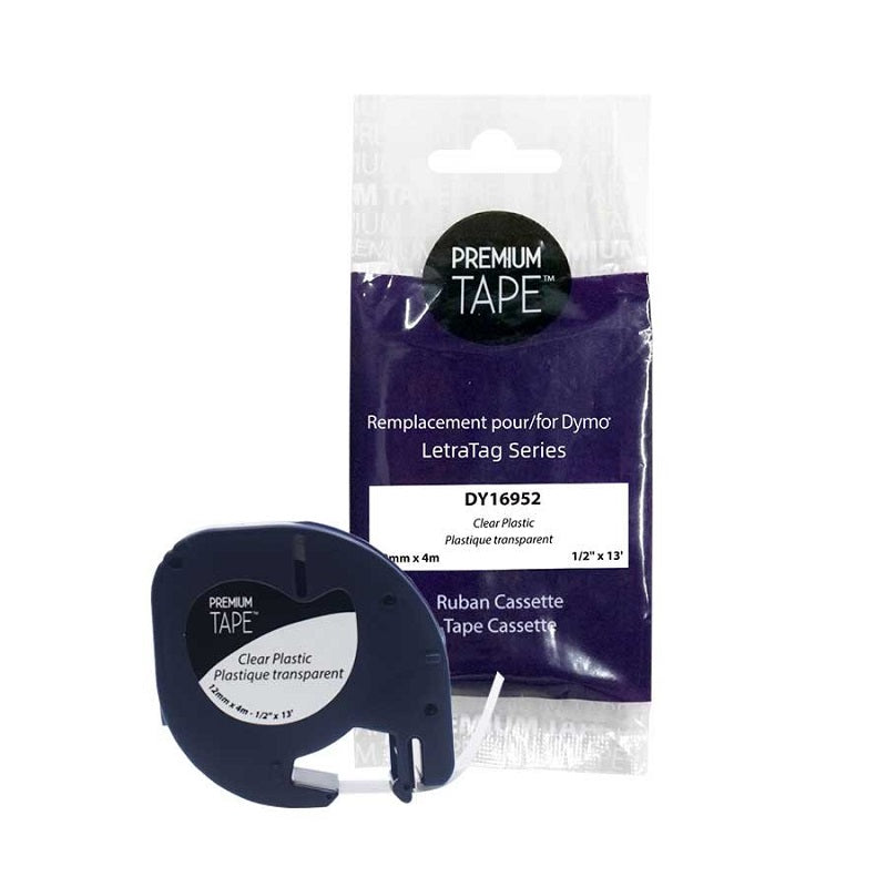 Tape-Dymo A16952 Compatible Plastic 12Mm, Black On Clear - DY16952
