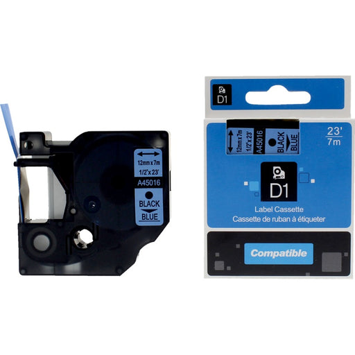 Tape-Dymo 45016 Compatible, 1/2" X 23' Black On Blue - DY45016