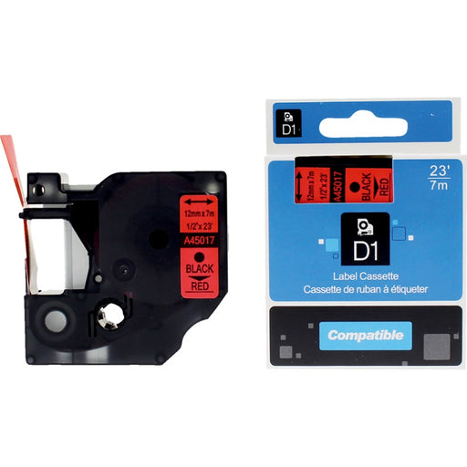 Tape-Dymo 45017 Compatible, 1/2" X 23' Black On Red - DY45017