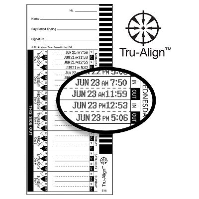 Time Cards-Lathem, Tru-Align For 1600E 4"X9" English - E16-100