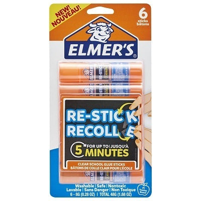 Glue Stick- Repositionable, Elmer'S 8G, Re-Stick, 6/Pack - E4806