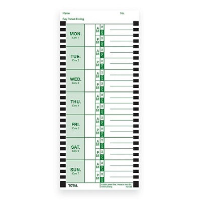 Time Cards-Thermal, Weekly 1-Sided, English - E8-100