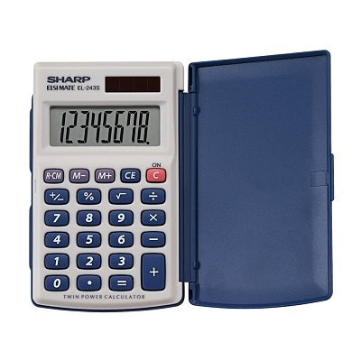 Calculator-Sharp, Handheld Solar/Battery 8 Digit - EL-243SB