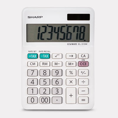 Calculator-Sharp, Desktop Solar/Battery 8 Digit Display - EL-310WB