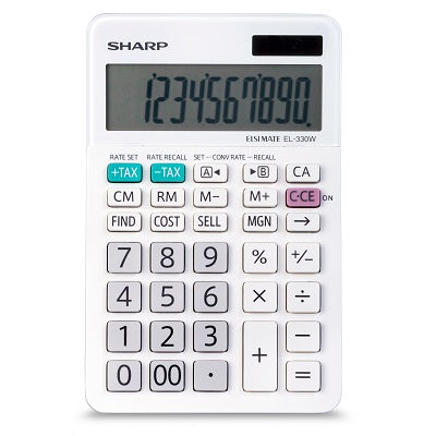 Calculator-Sharp, Desktop Solar/Battery 10 Digit Display - EL-330WB