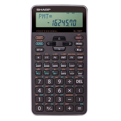 Calculator-Sharp, Financial, Battery 10 Digit 2-Line - EL-738XTB