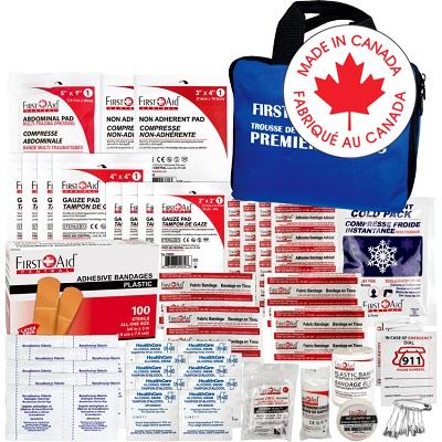 First Aid Kit-Essential, 173 Pieces, Soft Blue Case - FAE173