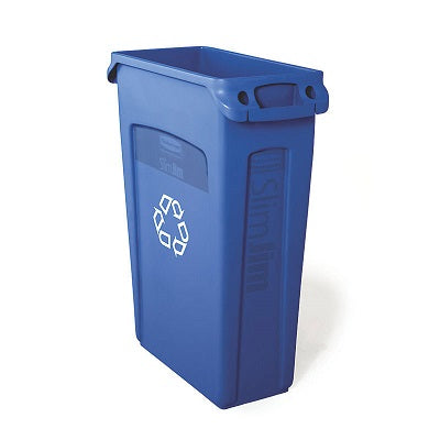Recycling Container-Slim Jim Plastic, 87.1L Blue /Logo - FG354007BLUE