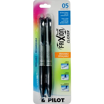 Pen-Retractable, Frixion Clicker Erasable, 0.5Mm Black 2/Pk - FRT5B2