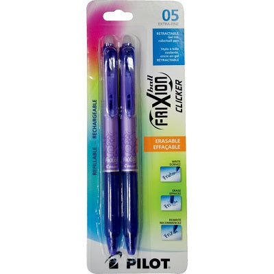 Pen-Retractable, Frixion Clicker Erasable, 0.5Mm Purple 2/Pk - FRT5V2