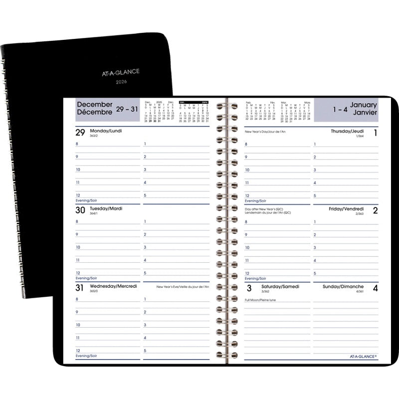 Planner-Weekly, Wire 5-1/2X8-3/16 Black Bilingual 2025 - GF210-00