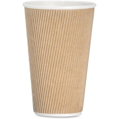 Cups-Ripple, Genuine Joe, Hot 16Oz Brown, 25/Pack - GJO11257PK