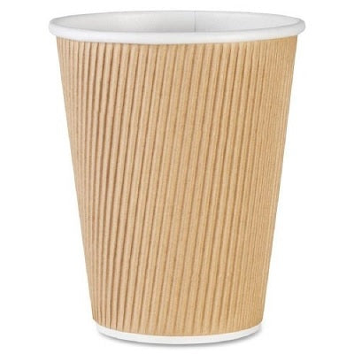 Cups-Ripple, Genuine Joe, Hot 12Oz Brown, 25/Pack - GJO11260PK