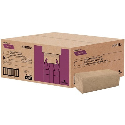 Paper Towel-Single Fold, Cascade Pro,1-Ply Natural 16 X 250 - H115