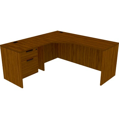 Workstation-Innovations L-Shaped Single Pendestal,Blk Walnut - INV-LAYOUT-12A BW