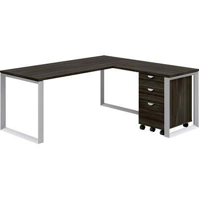 Workstation-Innovations L Shaped W/Pedestal 72X66 Grey Dusk - INV-LAYOUT-65-GD