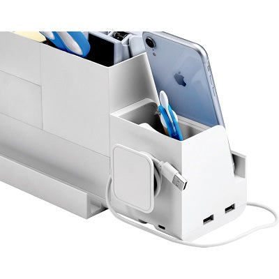 Desk Organizer-Konnect, Power Base W/ Phone Stand - KT2-BASEPHONE-WHT
