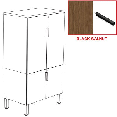 Storage Cabinet-Levels Series, With Riser Feet, Black Walnut - LEV-SR6536TC-BWBL