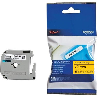 Tape-P-Touch M Series, 12Mm Black On Gold - M831