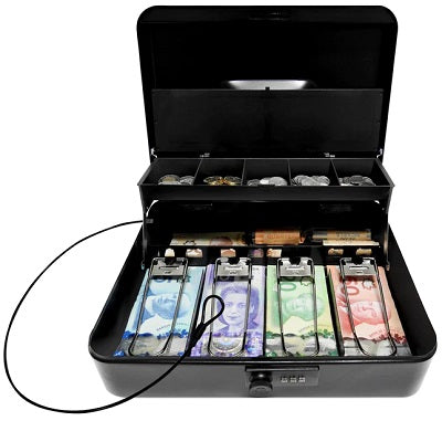 Cash Box-10 Compartment Deluxe, Tiered Tray Combination Lock - MCBC-2200
