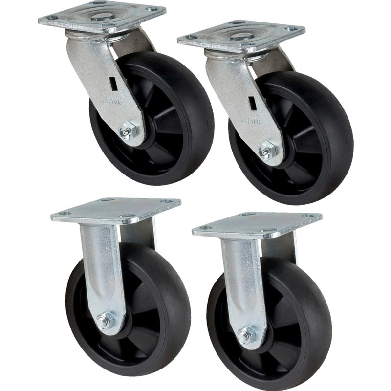 Caster-Rigid/Swivel, 6" Nylon 2400Lb. Cap 4/Set - MD338