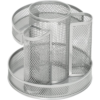 Desk Organizer-Circular Mesh Holder, Silver - MIL0550-30