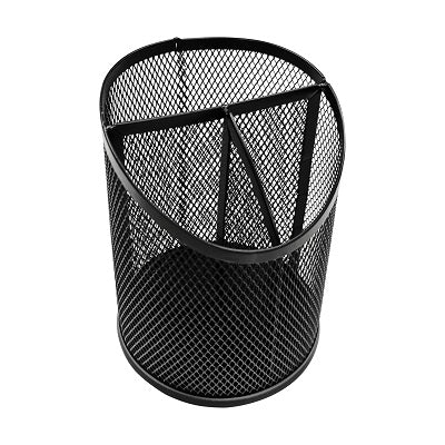 Pencil Cup-Mesh, 3-Compartment Black - MIL11998-CA