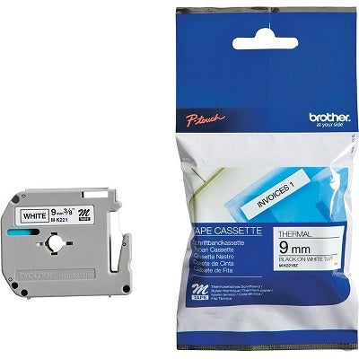 Tape-P-Touch M Series, 9Mm Black On White - MK221