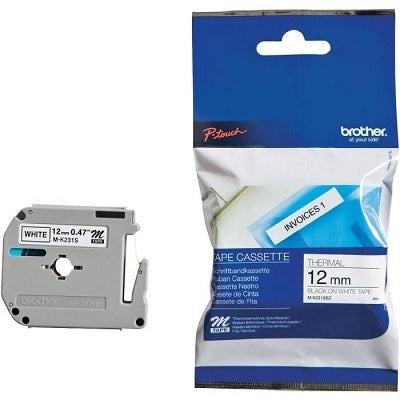 Tape-P-Touch M Series, 12Mm Black On White - MK231