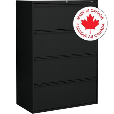 File Cabinet-Lateral Otg, 4 Drawer, Black - MVL1936P4-BLK