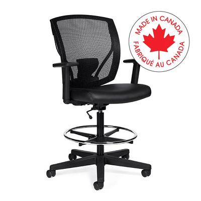 Chair-Drafting/Task Ibex Mesh Back, Luxhide Leather, Black - MVL2808 BL20 BLK