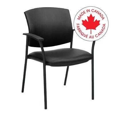 Chair-Guest Ibex Stacking, Luxhide Bonded Leather Black - MVL2819 BL20 BLK