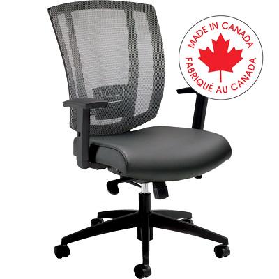 Chair-Synchro-Tilter Avro Mesh Back Luxhide Seat, Charcoal - MVL3101 BL27 BLK BK CX A4 QS