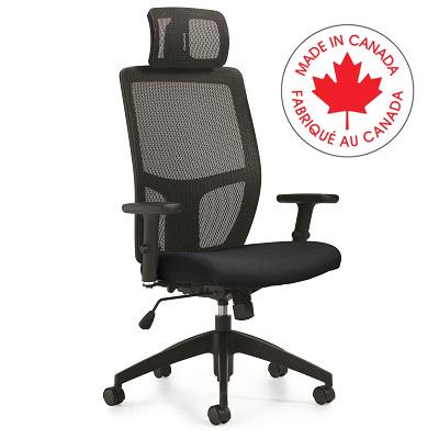 Chair-Synchro Tilter Format High Mesh Back W/Headrest, Echo - MVL3192 TC74 BLK GL