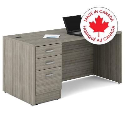 Desk-Newland Single Pedestal 60X30 Noce Grigio - NLP232 NGL