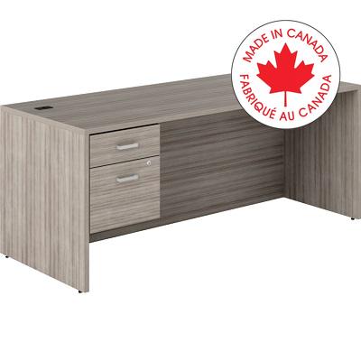 Desk-Newland Single Pedestal 72X30 Noce Grigio - NLP402 NGL ST
