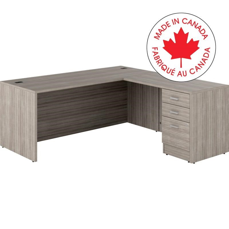 Workstation-Newland L Shaped Desk 72X72 Noce Grigio - NLP403 NGL ST