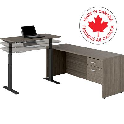 Workstation-Newland L Suit W/Height Adjust. 96X46 Acajou - NLP404 ACJ BLK ST