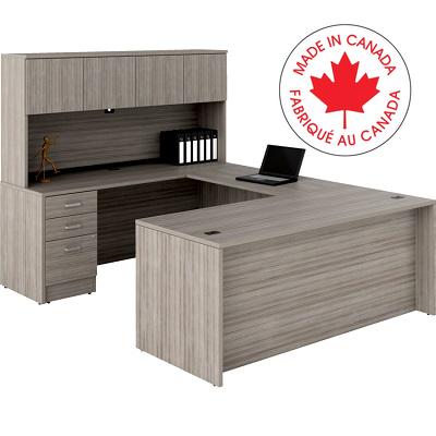 Workstation-Newland U Suite W/Hutch 72X96 Noce Grigio - NLP407 NGL ST