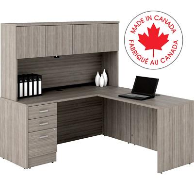 Workstation-Newland L Shaped Desk 66X66 Noce Grigio - NLP408 NGL ST