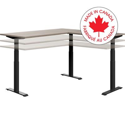 Desk-Newland, Height Adjustable 3 Leg, 66X66 Noce Grigio - NLP413 NGL BLK ST
