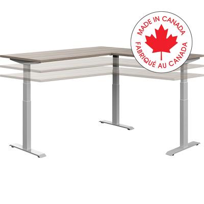 Desk-Newland, Height Adjustable 3 Leg, 66X66 Noce Grigio - NLP413 NGL TUN ST