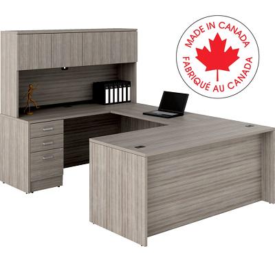 Workstation-Newland U Suite W/Hutch 66X96 Noce Grigio - NLP415 NGL ST