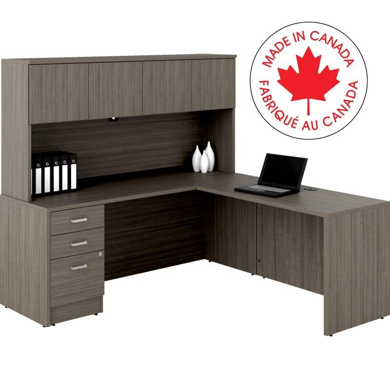 Workstation-Newland L Shaped Desk 72X72 Absolute Acajou - NLP420 ACJ ST