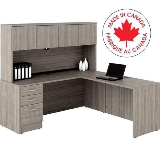 Workstation-Newland L Shaped 72X72 Noce Grigio - NLP420 NGL ST