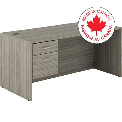 Desk-Newland Single Pedestal 66X30" Noce Grigio - NLP516 NGL