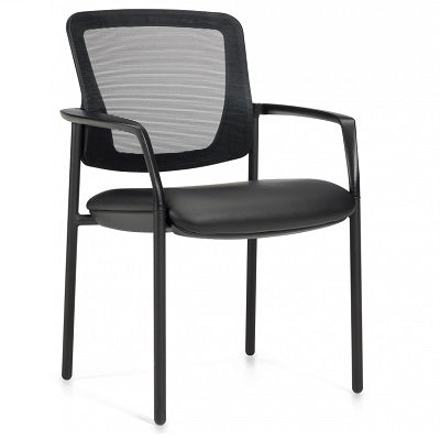 Chair-Guest Eor, Low Mesh Back, Luxhide Bonded Leather Black - OTG3930B